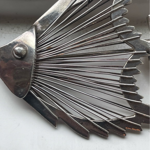 Vintage Sterling 925 Stamped Silver Wire Fish Brooch Pin Taxco Mexico Ta-116 - Picture 8 of 11